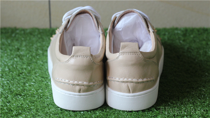 CL Christian Louboutin Louis Spikes Flat Cream Khaki